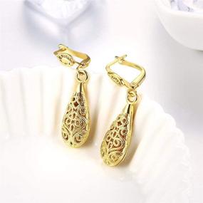 img 1 attached to Zhiwen Filigree Teardrop Leverback Earrings