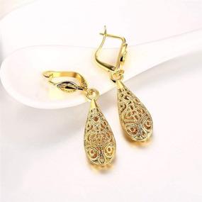 img 2 attached to Zhiwen Filigree Teardrop Leverback Earrings