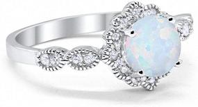 img 2 attached to 💍 Blue Apple Co. Halo Floral Art Deco Wedding Engagement Ring with Round Cubic Zirconia in 925 Sterling Silver - Exquisite Beauty and Elegance!