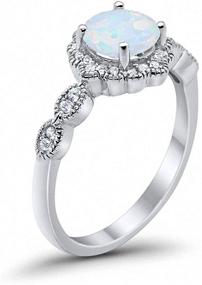 img 1 attached to 💍 Blue Apple Co. Halo Floral Art Deco Wedding Engagement Ring with Round Cubic Zirconia in 925 Sterling Silver - Exquisite Beauty and Elegance!