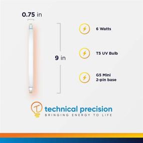 img 3 attached to 🔦 Technical Precision 9 Inch 6 Watt Fluorescent Tube Ultraviolet Replacement Bulb for Dynatrap 32050 - G5 Mini Bi-Pin Base T5 Bug Zapper Bulbs - Dynatrap 1 Acre Replacement Bulbs - 2 Pack