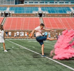 img 1 attached to 🍼 Gender Reveal Football with Pink & Blue Powder - Includes Boy and Girl Team Voting Stickers - Fun Baby Reveal Party Ideas