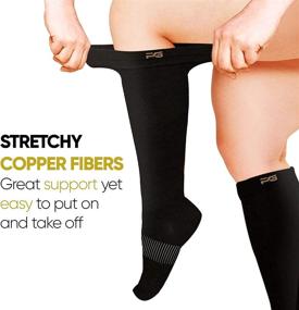 img 2 attached to 🧦 Plus Gear Plus Size Copper Infused Compression Socks for Wide Calf - Up to 4XL, Graduated Knee-High Socks for Women & Men