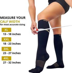 img 3 attached to 🧦 Plus Gear Plus Size Copper Infused Compression Socks for Wide Calf - Up to 4XL, Graduated Knee-High Socks for Women & Men