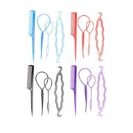 💇 16pcs hair braiding tool set with topsy tail hair tools, hair design styling tools, diy hair accessories hair modeling kit, twist plait ponytail maker accessories with rat tail comb logo