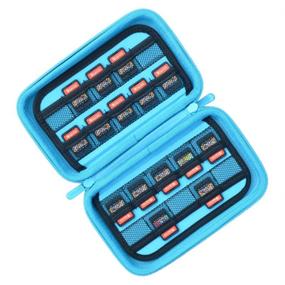 img 3 attached to 🎮 Nintendo Switch Game Card Storage Case - Holds 40 Games - Black/Light Blue