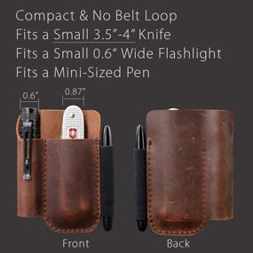img 3 attached to 👜 Full Grain Leather EDC Pocket Pouch with Knife Organizer, Pen Loop, and Slip Pocket - Chestnut