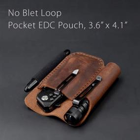 img 2 attached to 👜 Full Grain Leather EDC Pocket Pouch with Knife Organizer, Pen Loop, and Slip Pocket - Chestnut