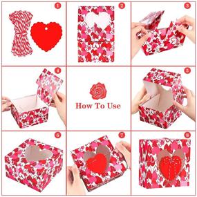 img 2 attached to 🧁 Cooraby 16 Pieces Valentines Day Cupcake Paper Boxes: Small Goodie Candy Boxes with Heart Window and Ribbons