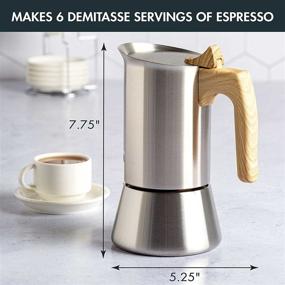 img 1 attached to Premium Primula Stainless Steel Stovetop Espresso and Coffee Maker, 6 Cup, Wood Handle - Effortlessly brew rich coffee at home!