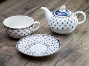 img 1 attached to ☕️ Stunning Grace Teaware Porcelain Trellis Set - 4 Piece Collection