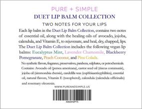 img 1 attached to PURE + SIMPLE Duet Lip Balm Collection: Vegan Chapstick with Avocado Oil, Jojoba Oil, Vitamin E & Candelilla Wax - Moisturize Dry, Cracked, or Chapped Lips, 5 Tube Set - Cruelty-Free Lip Care