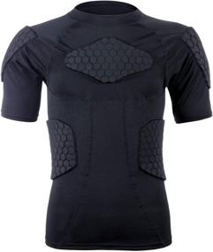 img 3 attached to Men's Protective Gear Compression Padded Shirt – Sports Shock Rash Guard for Soccer and Basketball with Chest and Rib Guards