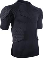 men's protective gear compression padded shirt – sports shock rash guard for soccer and basketball with chest and rib guards logo