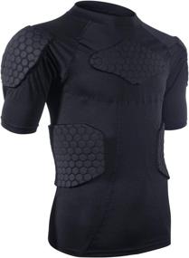 img 4 attached to Men's Protective Gear Compression Padded Shirt – Sports Shock Rash Guard for Soccer and Basketball with Chest and Rib Guards