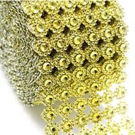 🌸 gold mesh ribbon flower shape rhinestone wrap roll - elegant wedding decor, cake embellishments, birthdays & party supplies - 4"x10 yards (30 ft) bling mesh - arts & crafts logo