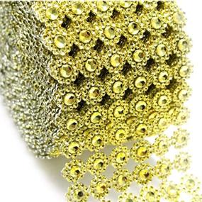 img 1 attached to 🌸 Gold Mesh Ribbon Flower Shape Rhinestone Wrap Roll - Elegant Wedding Decor, Cake Embellishments, Birthdays & Party Supplies - 4"x10 Yards (30 ft) Bling Mesh - Arts & Crafts