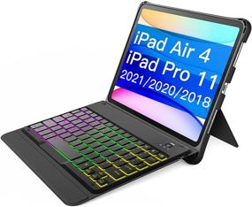 img 4 attached to 💻 Inateck Keyboard for iPad Air 4th 2020 10.9 inch - iPad Pro 11 Inch 2018/2020/2021 (1st /2nd /3rd Generation) - Dark Gray, Backlit, Stable and Flexible Kickstand - KB02005
