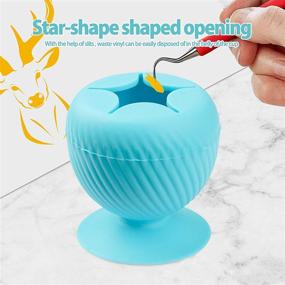 img 2 attached to Blue Silicone Vinyl Weeding Scrap Collector with Suction Cup – Wine Cup Shaped Organizer for Cricut Tools and Accessories (3.14 inches)