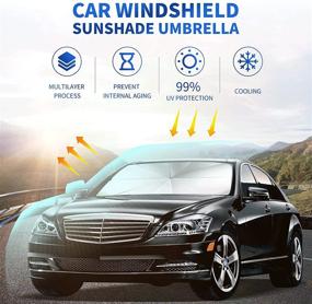 img 3 attached to 🌞 Large Foldable Car Sun Shade Umbrella by CANERCH - Effective Automotive Interior Sun Protector, Blocks UV Rays and Sun Heat to Keep your Vehicle Cool (55'' x 31'')