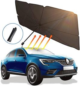 img 4 attached to 🌞 Large Foldable Car Sun Shade Umbrella by CANERCH - Effective Automotive Interior Sun Protector, Blocks UV Rays and Sun Heat to Keep your Vehicle Cool (55'' x 31'')
