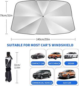 img 1 attached to 🌞 Large Foldable Car Sun Shade Umbrella by CANERCH - Effective Automotive Interior Sun Protector, Blocks UV Rays and Sun Heat to Keep your Vehicle Cool (55'' x 31'')