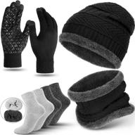 ❄️ ultimate winter warmth: fleece lined beanie hat, scarf, sock, and touchscreen gloves set for men and women логотип