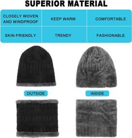 img 2 attached to ❄️ Ultimate Winter Warmth: Fleece Lined Beanie Hat, Scarf, Sock, and Touchscreen Gloves Set for Men and Women