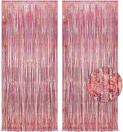 🎉 2 pack rose gold foil fringe curtains party decorations - greatril 3.2 x 8.2 ft sparkle metallic tinsel foil curtains for christmas, birthday party, baby shower, or graduation decorations logo