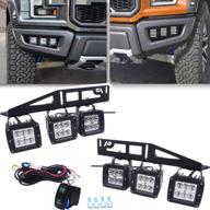 enhance your ford raptor's visibility with 6x 3'' led cube fog light pod + hidden bumper triple foglamp mounting bracket w/rocker switch wiring kit (2017-2020 compatible) logo