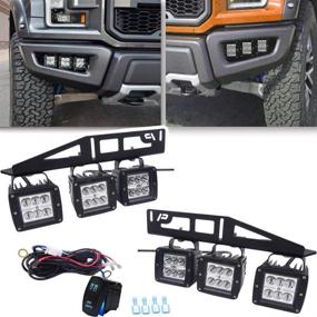 img 4 attached to Enhance Your Ford Raptor's Visibility with 6x 3'' LED Cube Fog Light Pod + Hidden Bumper Triple Foglamp Mounting Bracket w/Rocker Switch Wiring Kit (2017-2020 Compatible)