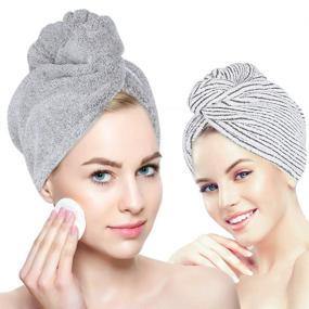 img 4 attached to 🔥 Laluztop Hair Towel Wrap for Women: Ultra Soft Hair Drying Towels with Button - Anti Frizz, Super Absorbent & Quick Dry Hair Turban (2 Pack) - Ideal for Drying Curly, Long & Thick Hair