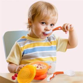 img 4 attached to 👶 Baby Utensils Set: 3 Sets of Cute Stone Toddlers Feeding Training Spoons and Forks - Easy Grip, Heat-Resistant, Bendable, BPA Free | Great Self-Feeding Learning Tools for Kids