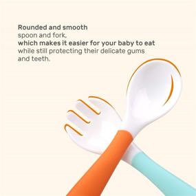 img 2 attached to 👶 Baby Utensils Set: 3 Sets of Cute Stone Toddlers Feeding Training Spoons and Forks - Easy Grip, Heat-Resistant, Bendable, BPA Free | Great Self-Feeding Learning Tools for Kids