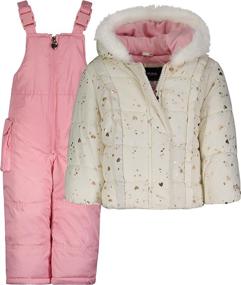 img 2 attached to 🌨️ LONDON FOG Girls' Snowsuit Set with Snowbib and Puffer Jacket