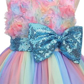 img 2 attached to Enchanting Princess Tulle Dress: 3D Flowers, Rainbow Birthday, Pageant, and Wedding Partywear