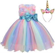 enchanting princess tulle dress: 3d flowers, rainbow birthday, pageant, and wedding partywear logo