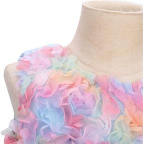 img 1 attached to Enchanting Princess Tulle Dress: 3D Flowers, Rainbow Birthday, Pageant, and Wedding Partywear