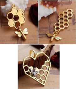 img 4 attached to 🐝 Honeycomb Bee Charms: 20 Pack Large 1 1/8 - 1 3/4 Inch (Gold Tone Group) - DIY Jewelry Making Supplies by JGFinds