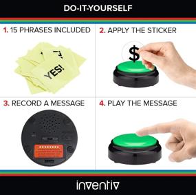 img 2 attached to 🎙️ Inventiv 30 Second Custom Recordable Talking Button: Create Your Own Message and Play It Back in High-Quality Sound - Includes 15 Phrase Stickers (Green)