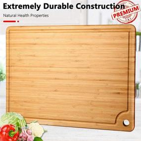 img 2 attached to 🔪 Caperci Extra Large Bamboo Cutting Board 18''x12'' - Heavy Duty Butcher Block for Meat, Vegetables & Serving Tray