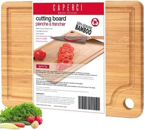 img 4 attached to 🔪 Caperci Extra Large Bamboo Cutting Board 18''x12'' - Heavy Duty Butcher Block for Meat, Vegetables & Serving Tray