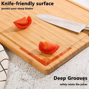 img 3 attached to 🔪 Caperci Extra Large Bamboo Cutting Board 18''x12'' - Heavy Duty Butcher Block for Meat, Vegetables & Serving Tray