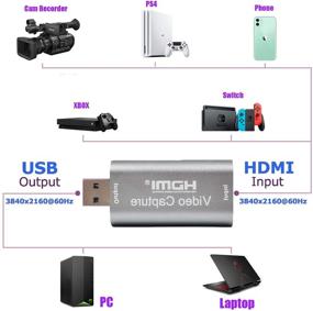 img 3 attached to 🎥 Серебристая видеокарта Winkoox 4k - HDMI на USB 3.0 карта Cam Link, Идеальна для Гейминга, Прямой трансляции, Стриминга и Видеоконференции с камерой DSLR, видеокамерой и экшн-камерой.