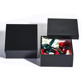 img 3 attached to 12PCS JCXPACK Elegant Black Gift Boxes - 8 x 8 x 4 inches, Rigid Gift Boxes with Lids, Black Present Packaging Box for Crafts, Decorative Wrap Boxes Bulk