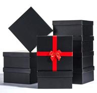 12pcs jcxpack elegant black gift boxes - 8 x 8 x 4 inches, rigid gift boxes with lids, black present packaging box for crafts, decorative wrap boxes bulk logo