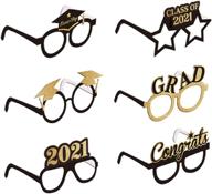 🎓 swyoun 12pcs glitter class of 2021 graduation party eyeglasses photo props supplies - black/gold logo