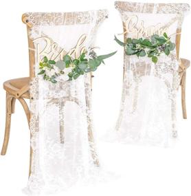 img 4 attached to 🌸 Ling's Moment Wedding Chair Signs Set of 2 - Bride and Groom Chair Signs, Floral Rustic Boho Wedding Reception Decorations