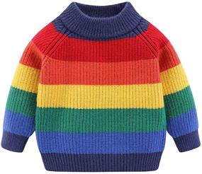 img 4 attached to 🌈 Adorable Rainbow Stripe Sweater Pullover for Little Boys and Girls - Mud Kingdom