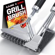 🔥 ajijing grill brush and scraper - 2 pack bbq grill cleaning brush 18" - stainless steel wire bristle bbq grill cleaner brush scraper accessories for gas grill, weber, charcoal, porcelain, ceramic, iron grill logo